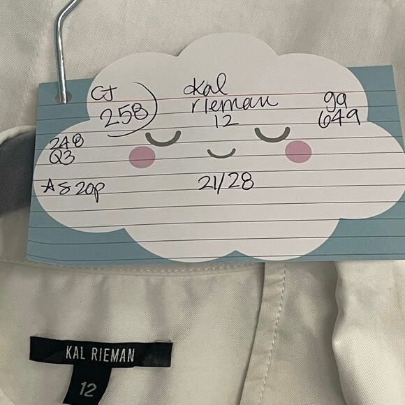 Kal Rieman Shirt Women's 12 White Button Down Double Collar - Picture 4 of 5